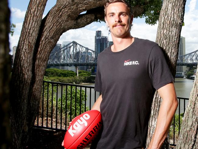 Joe Daniher, Lions new recruit, after his move from the hustle and bustle of Melbourne up to a more relaxed Brisbane, New Farm, on Wednesday February 24th 2021 - Photo Steve Pohlner