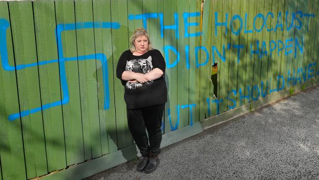 Aliza Shuvaly’s cafe has been defaced with vile graffiti the second time in a week. Picture: David Crosling