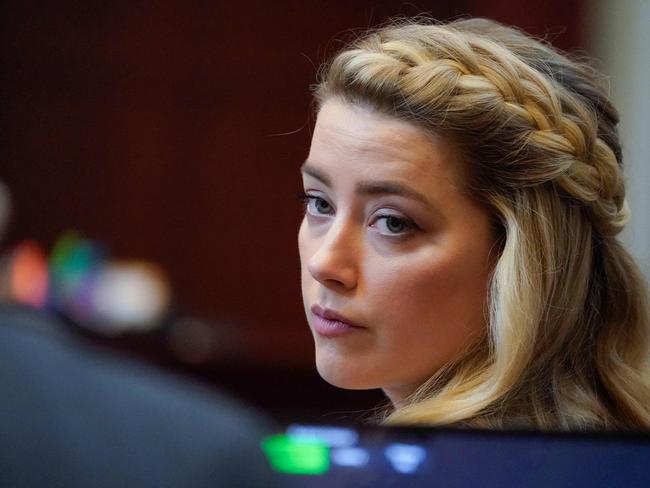 Amber Heard during her court case with ex-husband Johnny Depp. Picture: AFP