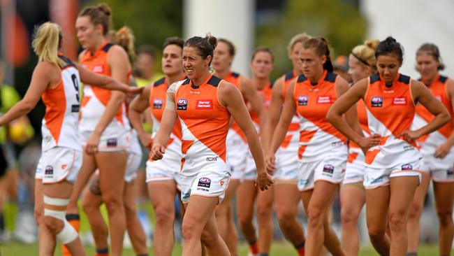 The AFL’s infamous ‘guidelines’ memo came into effect in GWS’ win over Collingwood. (AAP Image/Joe Castro)