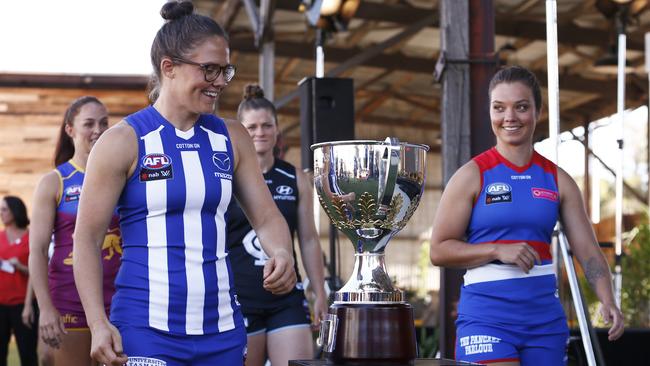 Best friends and former teammates Emma Kearney and Ellie Blackburn are vying for one prize this season. Picture: AAP Image