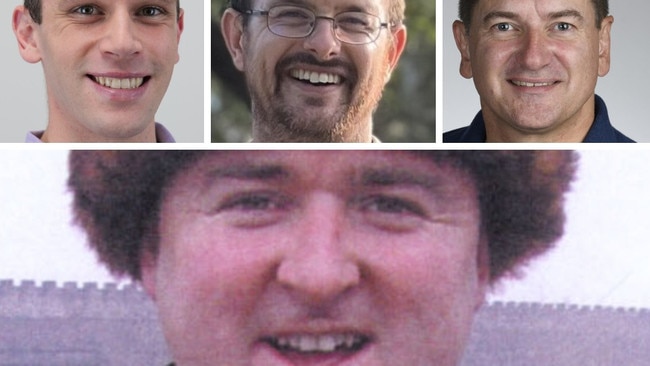 Wide Bay federal candidates Elliot Chalmers (Labor, top left, Casey Iddon (Independent, centre) and Llew O'Brien (LNP, right) say it should be up to voters whether a criminal history should bar someone from running for election following revelations Trumpet of Patriots candidate Gabrial Pennicott (bottom) was previously convicted of fraud.