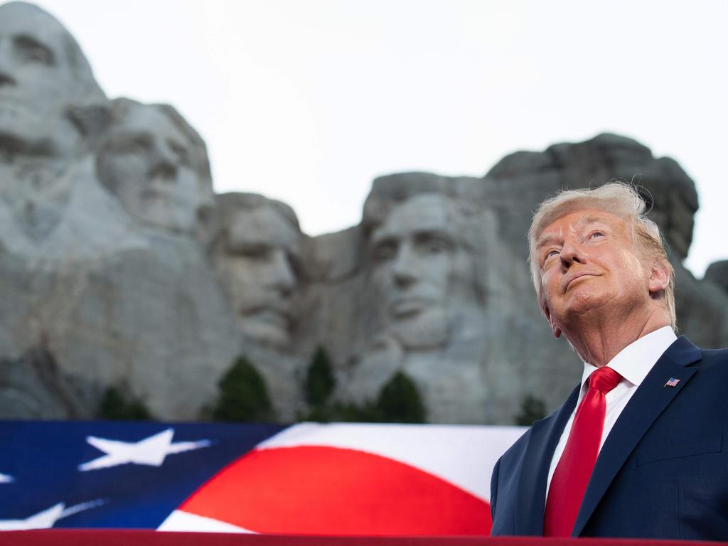 Donald Trump arrives for the Independence Day events at Mount Rushmore National Memorial in Keystone, South Dakota. Picture: AFP