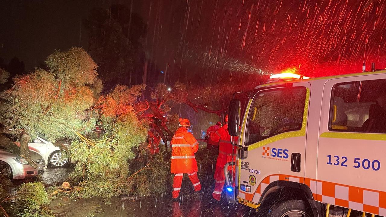 Volunteers worked through the night to clear roads. Picture: NSW SES via NCA NewsWire