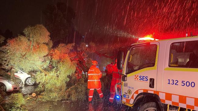 Volunteers worked through the night to clear roads. Picture: NSW SES via NCA NewsWire