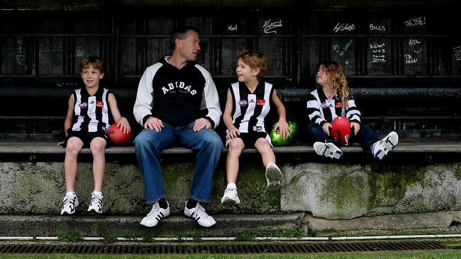 Collingwood great Gavin Brown with a younger Callum, Tyler and daughter Tarni.