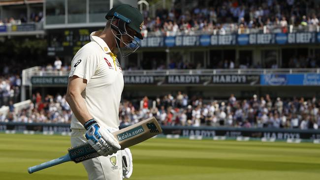 Steve Smith walks from the ground after being dismissed in Australia’s second innings. Picture: Getty Images