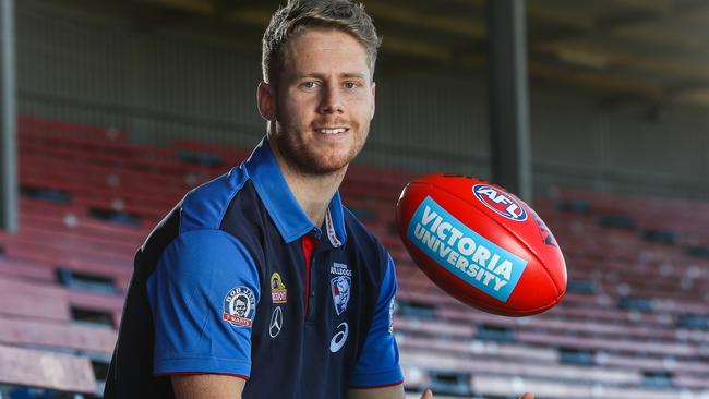 MELBOURNE, AUSTRALIA - SEPTEMBER 02: Lachie Hunter of the Bulldogs poses during a Western Bulldogs AFL training session at Whitten Oval on September 2, 2019 in Melbourne, Australia. (Photo by Con Chronis/Getty Images via AFL Photos)