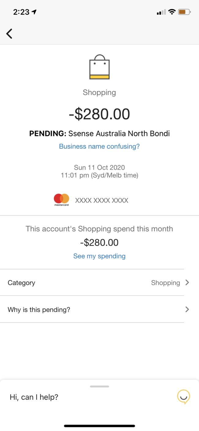 The hacker tried to hide a fraudulent transaction years later by making the name of the fake store correspond with where she had just been in Sydney.