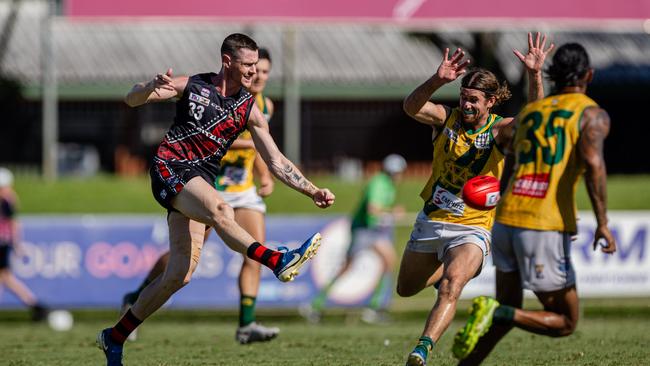 Sam Darley as St Mary's took on the Tiwi Bombers in the 2024-25 NTFL men's semi-final. Picture: Pema Tamang Pakhrin