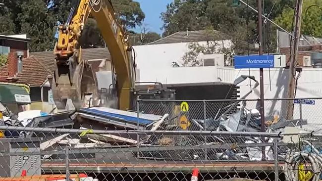 The Montmorency train station was completely demolished at the start of the six week construction period. (Picture: Facebook)