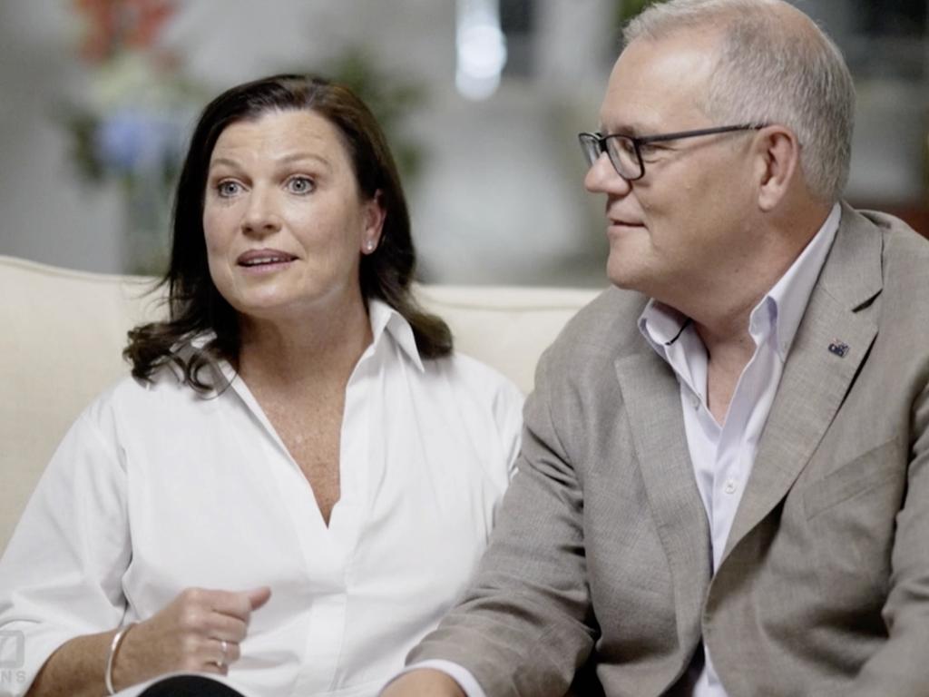 Prime Minister Scott Morrison and wife Jenny on 60 Minutes. Picture: Nine/60 Minutes