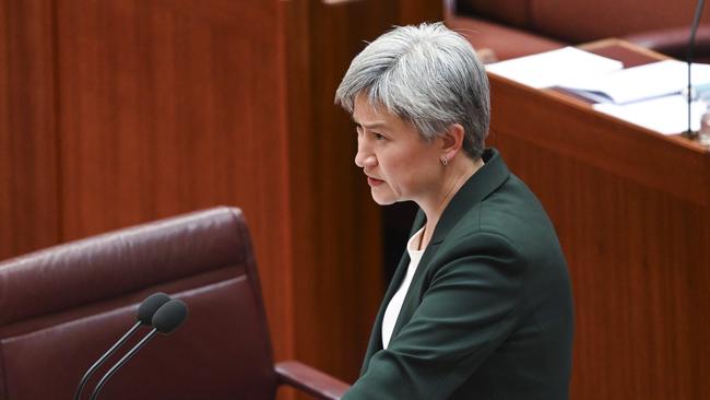 Foreign Minister Penny Wong attacked the Greens for politicising the Israel-Hamas War. Picture: NCA NewsWire / Martin Ollman