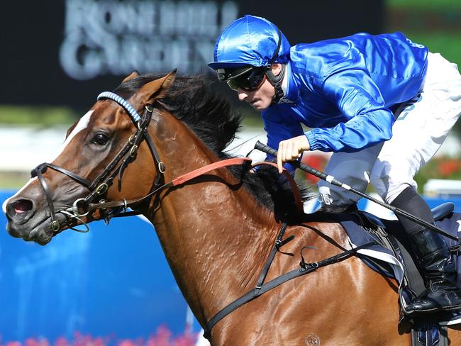 SYDNEY, AUSTRALIA - MARCH 14: James McDonald rides Hartnell to win race 6, The McGrath Estate Agents Sky High Stakes, during Sydney Racing at Rosehill Gardens on March 14, 2015 in Sydney, Australia. (Photo by Anthony Johnson/Getty Images)