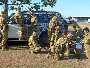 CAMOFLAUGE TRAINING: (l to r) CdtWO2 Bailey Catlin, CdtCpl Liam Harrison, CdtRec Jayden White, CdtRec Joel Campbell, Cdt Kyle Dorsett, CdtRec Bernadette Catubig, CdtCpl Alexis Kajewski, CdtRec Riley Offord and CdtSgt Maxie Mamaril. Picture: Jann Houley