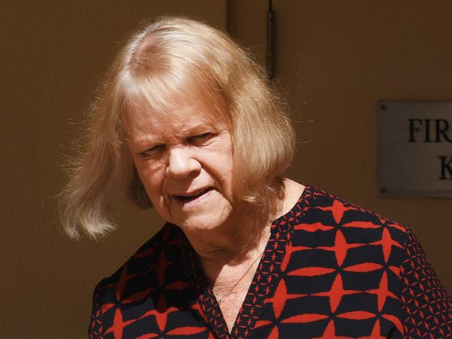 Clinical Psychologist Janette Isherwood-Hicks leaves the Supreme Court after giving evidence in the trial of former NT Police Assistant Commissioner Peter Bravos. Picture: Katrina Bridgeford