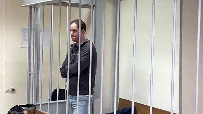 In spite of repeated appeals, Gershkovich’s detention has been extended repeatedly as he awaits a trial said to be imminent. Picture: AFP PHOTO / Lefortovsky Court