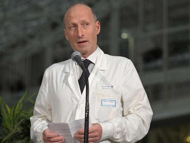 Professor Sergio Alfieri gives a press conference at the Gemelli hospital. Picture: AFP