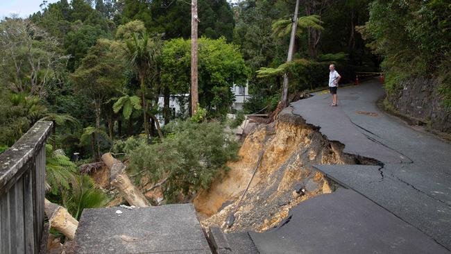 Cyclone Gabrielle devastated roads in NZ’s North Island. Picture: NZ Herald.