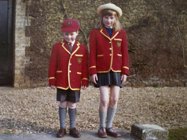 Image from A Very Private School by Charles Spencer. Spencer aged four, with his sister, Diana, 1968. Picture: Supplied