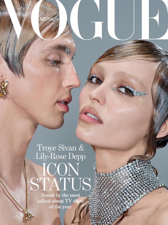 Lily-Rose Depp and Troye Sivan and Lily-Rose Depp on the cover of Vogue Australia. Picture: Daniel Jackson for Vogue Australia