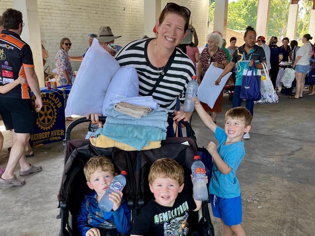 Ingham resident Lisa Celotto, and her three sons, attended the Hinchinbrook family day to replace essential items such as towels and kidsâ&#128;&#153; toys that had been damaged in the disaster