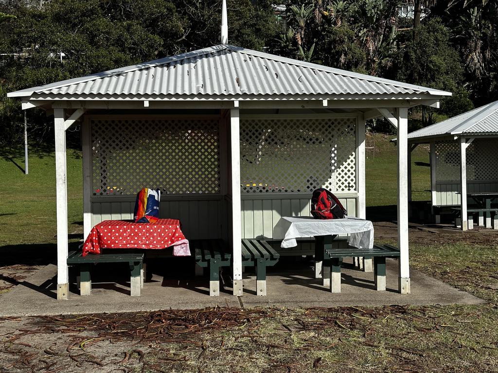 A photo of two ‘reserved’ picnic tables at Bronte beach in Sydney’s Eastern suburbs has caused a heated debate. Picture: Reddit