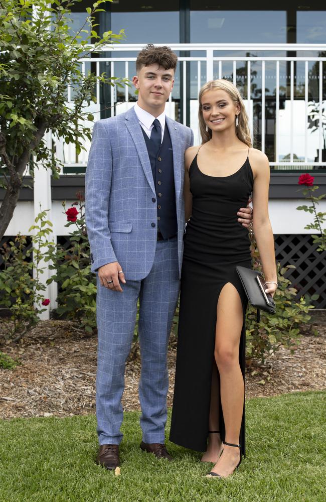 Jackson Connell and Mackenzie Vrsaljko pose at Hawkesbury Race Club for St Paul's Year 10 formal. Picture: Monique Harmer