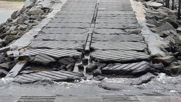 Image showing a busted up boat ramp and landing craft facility at Moa Island. Picture: Supplied