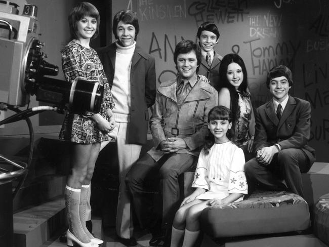 Young Talent Time cast members in 1971: (L to R) Debra Byrne, Rod Kirkham, Johnny Young, Jamie Redfern, Jane Scali, Vikki Broughton and Philip Gould.