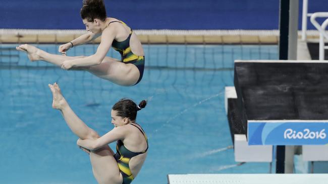 Australia's Maddison Keeney, top, and Anabelle Smith, have claimed a bronze in diving.