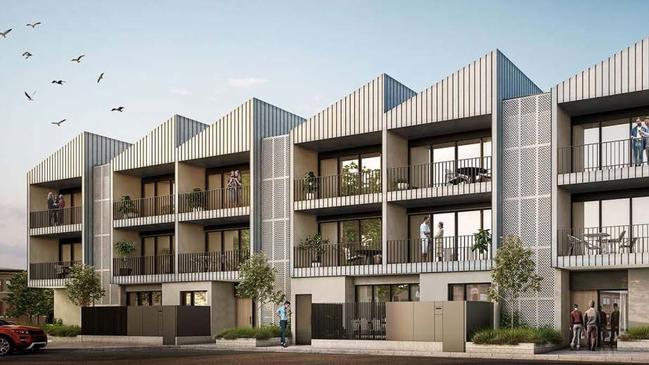 Artist impressions of some of the homes to be built under the Dock 1 development in Port Adelaide.