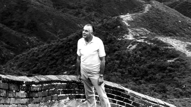 Whitlam, head of the ALP mission to China, visits the Great Wall, near Peking (Beijing) in 1971. Picture: News Limited