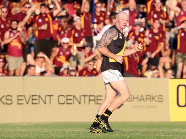 QAFL grand final between Palm Beach Currumbin and Labrador at Southport Sharks. Photo of Barry Hall copping stick by the PBC supporters. Picture: Richard Gosling