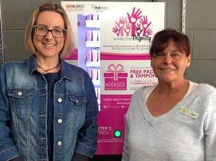 Share The Dignity founder Rochelle Courtenay and Angels Community Group founder Sue Tasker. Picture: Contributed