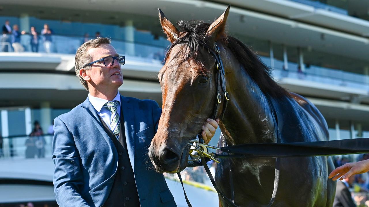 Trainer David Vandyke poses with Alligator Blood back in 2020. Picture: Vince Caligiuri