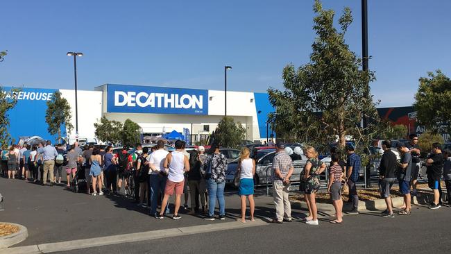 Hundreds lining up to get the first glimpse inside Decathlon.