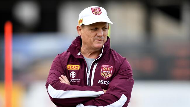 BRISBANE, AUSTRALIA - JULY 05: Coach Kevin Walters watches on during a Queensland Maroons State of Origin training session at Langlands Park on July 05, 2019 in Brisbane, Australia. (Photo by Bradley Kanaris/Getty Images)