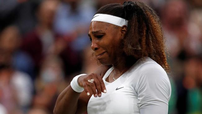 Serena Williamswithdraws from her women's singles first round match against Belarus's Aliaksandra Sasnovich on the second day of the 2021 Wimbledon Championships at The All England Tennis Club in Wimbledon.