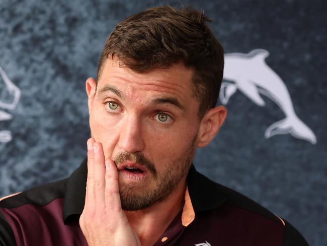 Corey Oates during a news conference at The Battle Luncheon, Brisbane. Picture: Liam Kidston