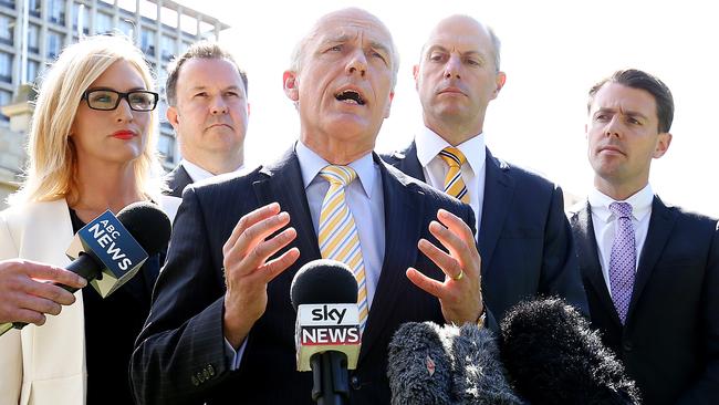 Eric Abetz and the Tasmanian chorus. Picture: Sam Rosewarne
