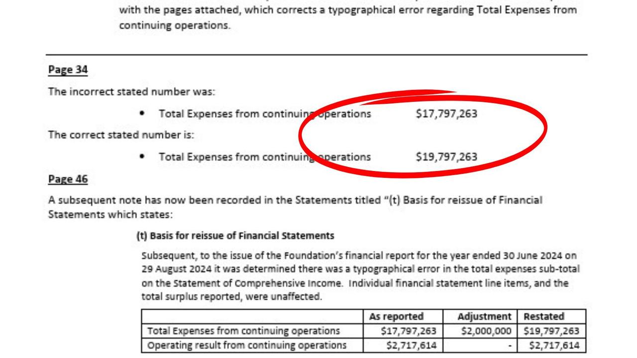 The $2 million error outlined in the statement.