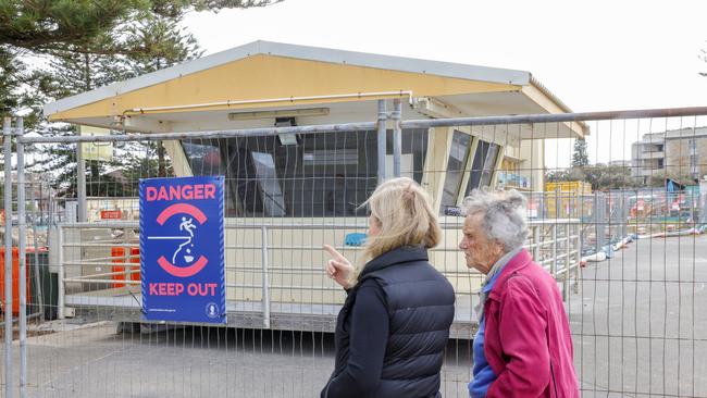 A surf club lifeguard tower was removed from its base due to severe cliff erosion at North Cronulla Beach. Picture: Jenny Evans/Getty Images