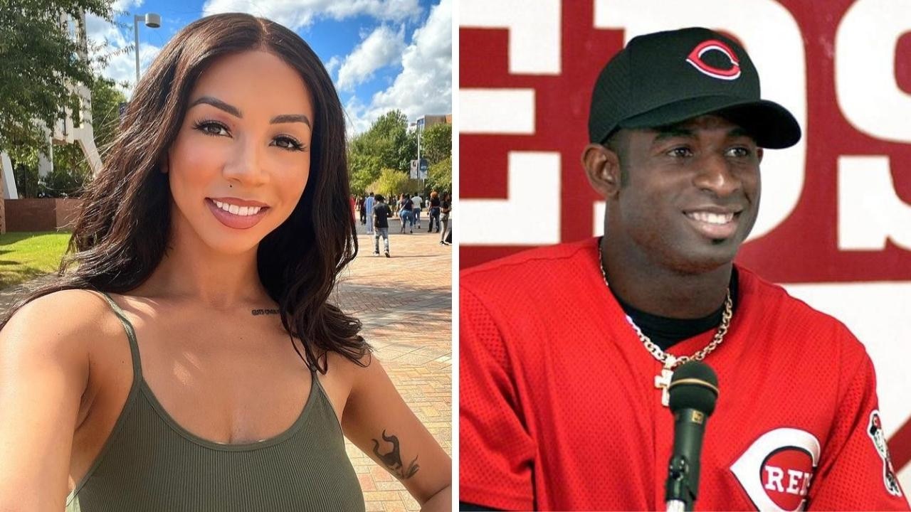 Brittany Renner and Deion Sanders. Photo: Instagram, @bundleofbrittany, AFP.