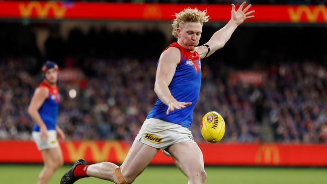 Clayton Oliver has become a long bomber which is predictable and easy to defend Picture: Getty Images