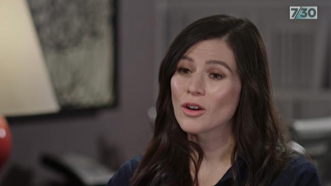 A screen-grab taken from the ABC's 7:30 program on Monday, December 17, 2018, of actor Yael Stone as she is interview during a segment which went to air on Monday, December 17,2018. (AAP Image/Supplied by ABC)  NO ARCHIVING, EDITORIAL USE ONLY NO ARCHIVING AAP IMAGE BEYOND 48 HOUR NEWS USAGE