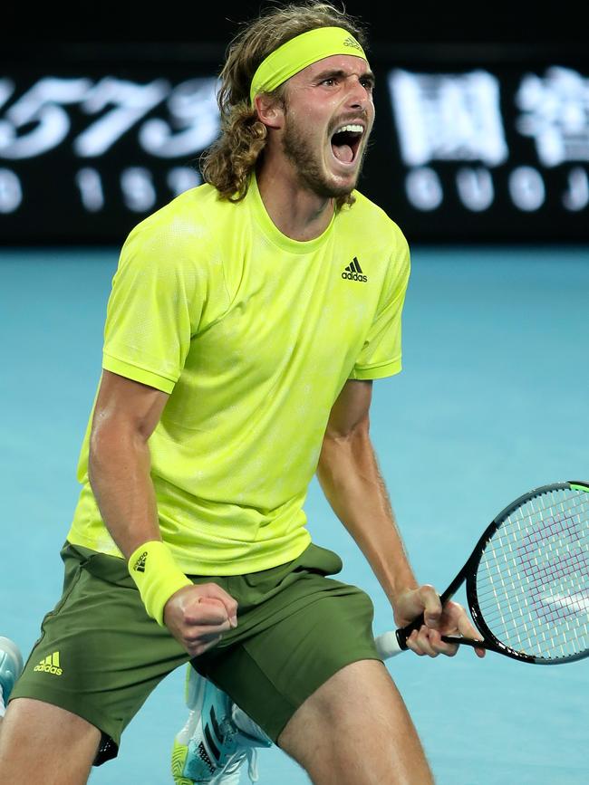 The No. 5 seed was thrilled to survive Tsitsipas’ challenge.