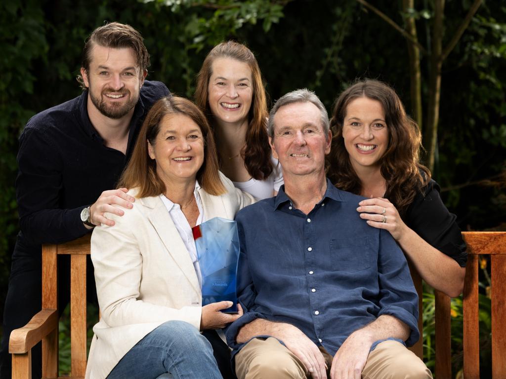 Neale Daniher at home with wife Jan and children Ben, Lauren and Bec.