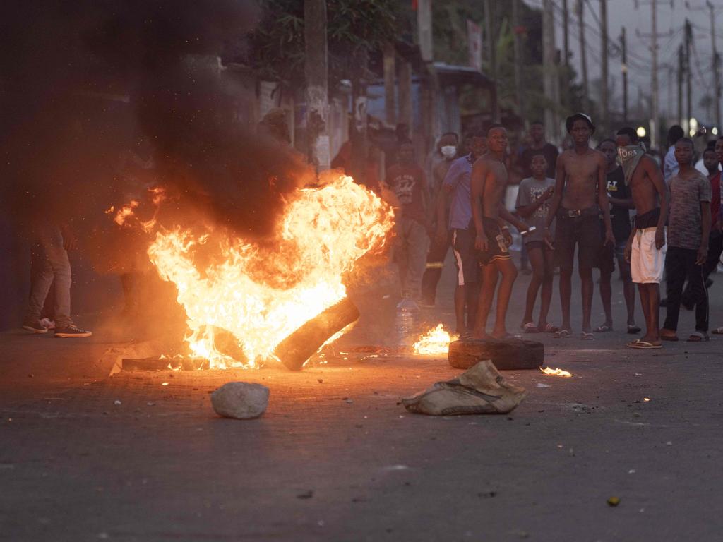 Protesters from the Maxaquene neighborhood demonstrate in Maputo on October 24.