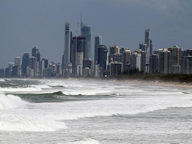 Big surf at Main Beach and The Spit. Big swells are expected to continue pounding the Coast all week.7 February 2021 Gold Coast Picture by Richard Gosling